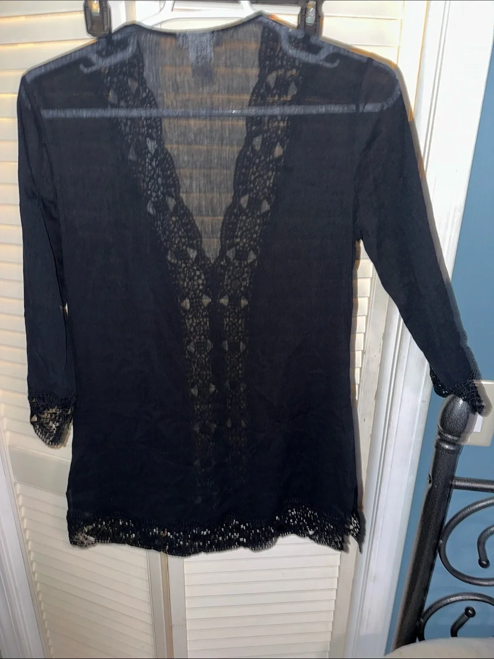 La Blanca Charcoal Top with Gold Script Label
